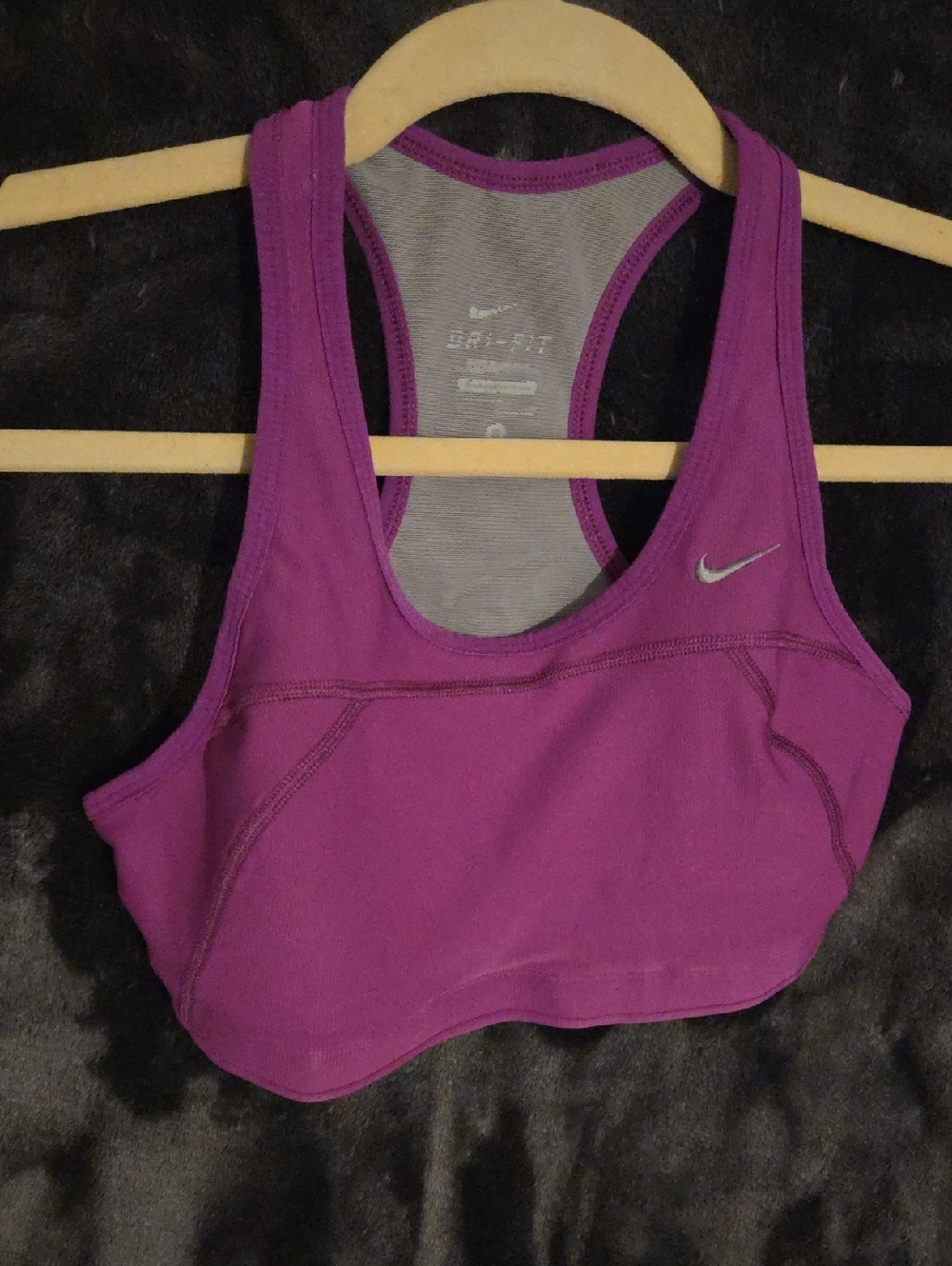 Nike Magenta Racerback Sports Bra with Silver Swoosh